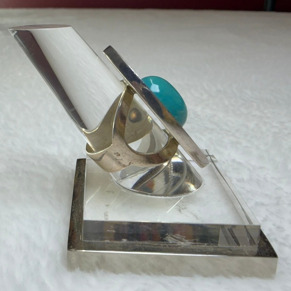 Jay King DRT 925 Silver Turquoise Inlay Statement Ring Sz 6.5 Oval Southwestern - Picture 8 of 13